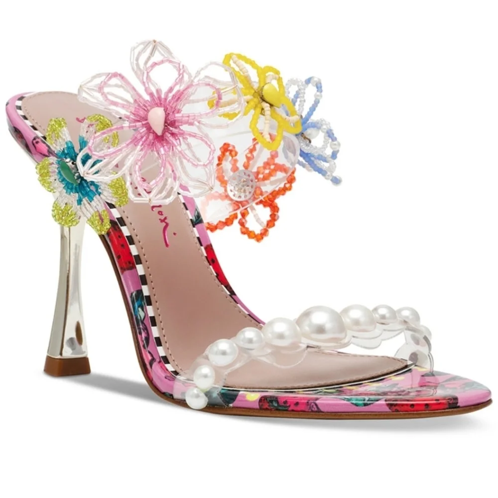 💕▪️Betsey Johnson▪️berry Multi Goldiee embellished Heeled Sandals